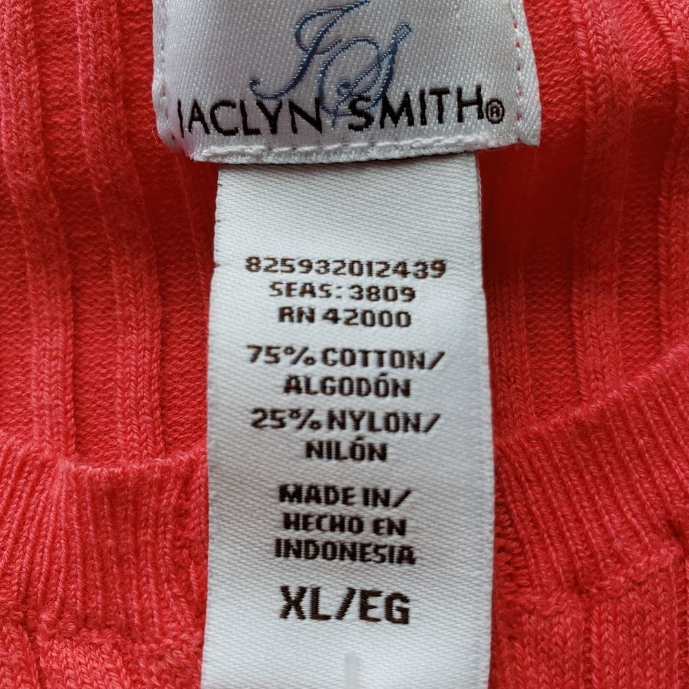 🔺️Jaclyn Smith Coral Ribbed Button Neck 3/4 Sleeve Top XLarge - Picture 7 of 9